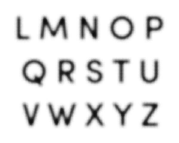 Alphabet demi-teinte police vectoriel lettres point — Image vectorielle