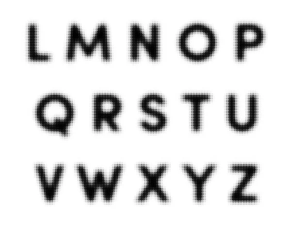 Alphabet demi-teinte police vectoriel lettres point — Image vectorielle