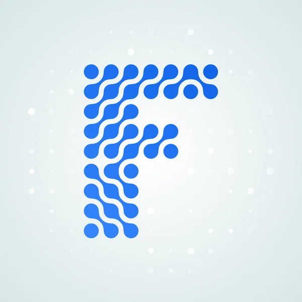 Letter F logo modern halftone icon. Vector flat letter F sign in futuristic blue dot line liquid font trendy digital design — Stock Vector