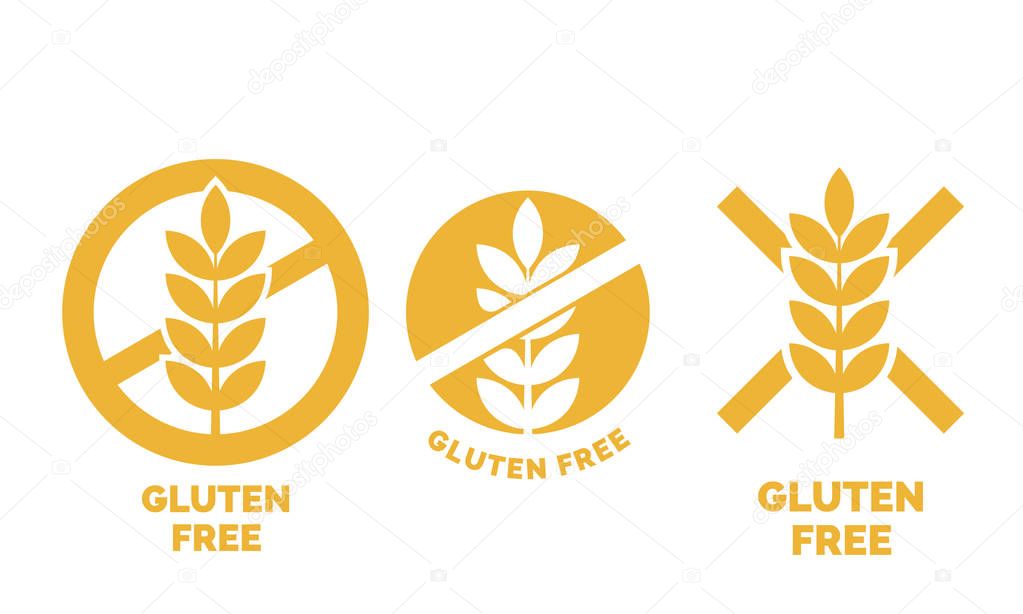 Gluten free label vector wheat cereal icons 