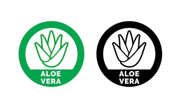 Aloe Vera rótulo folha verde vetor ícone —  Vetores de Stock