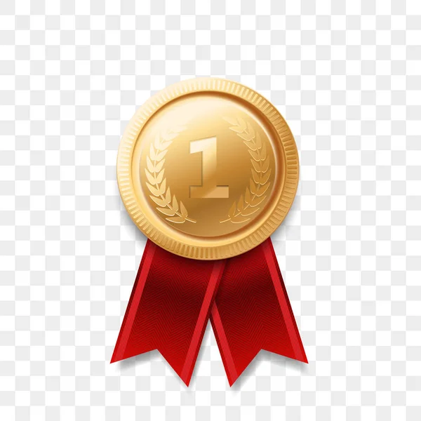 1 Helyezze a győztes aranyérmet vektor díj szalag — Stock Vector