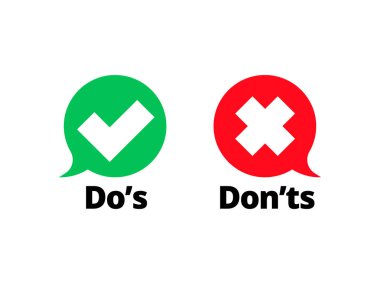 Yapmak ve Dont onay kene mark kırmızı çapraz vektör simgesi