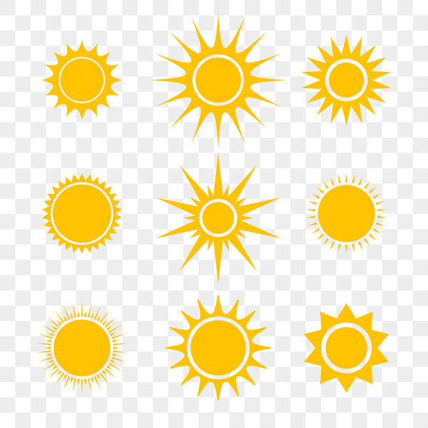 Sun or star vector cartoon yellow icons