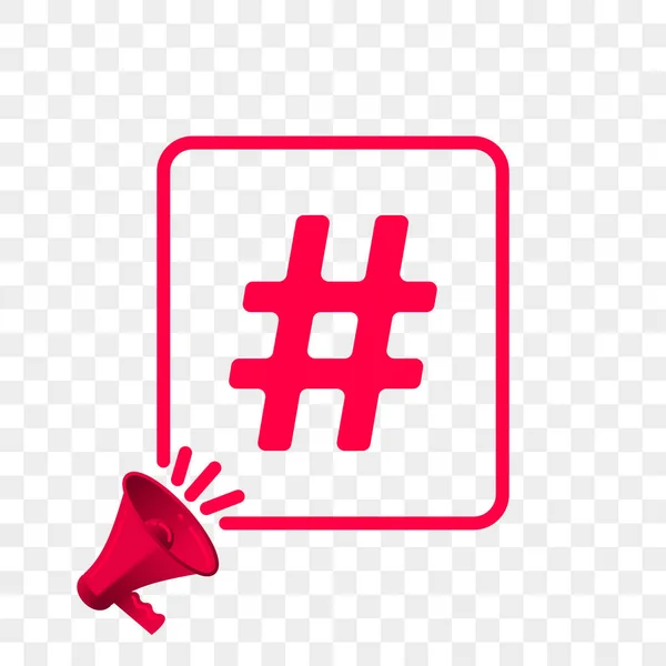 Hashtag mensagem citação ícone vetor megafone —  Vetores de Stock