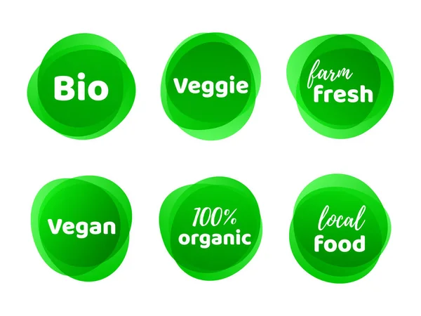 Bio veggie fattoria vegan biologico cibo vettore etichetta — Vettoriale Stock