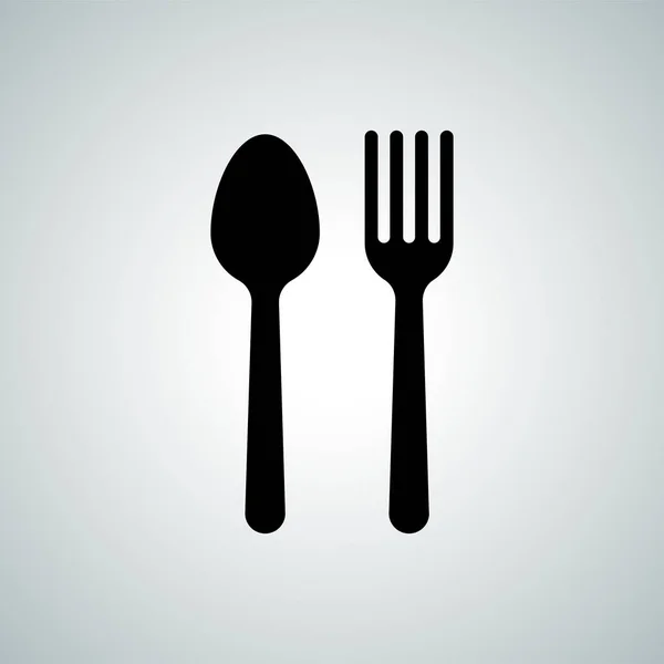 Spoon  fork vector cutlery flat  silhouette icon — Stock Vector