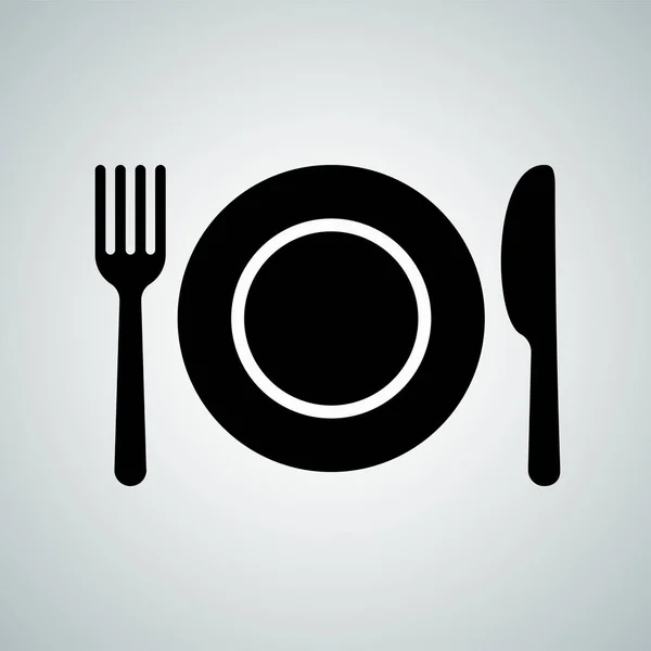 盘勺叉矢量餐具矢量图标 — 图库矢量图片