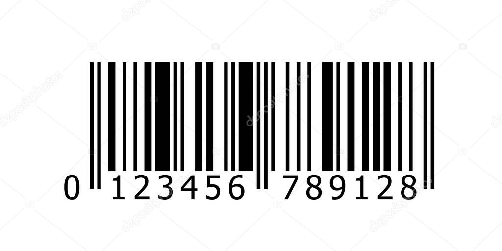 Barcode vector icon with numbers or bar code scan label for product price tag