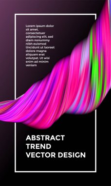 Vektör resim digital arka plan. Yaratıcı canlı 3d boya dalga. Siyah arka plan üzerine parlak degrade boya ile moda pembe sıvı afiş şablon.