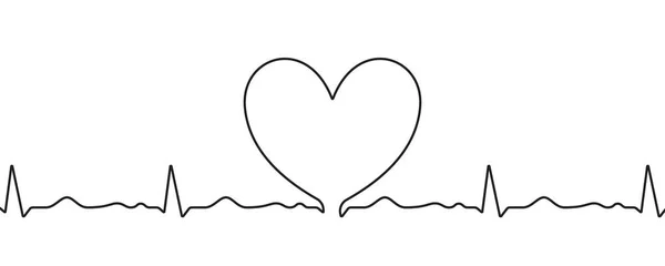 Esboço cardíaco no pulso do batimento cardíaco no doodle, vetor mão desenhado coração linha fina isolado no fundo branco. Amor de casamento, dia dos namorados, aniversário ou cardiologia coração de caridade, design de forma rabiscada — Vetor de Stock