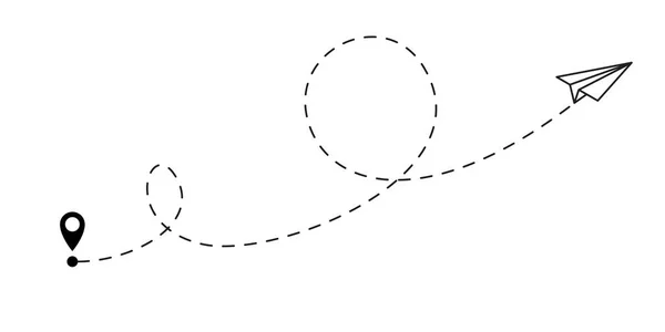 Trajectoire Ligne Destination Avion Icône Vectorielle Ligne Tableau Bord Avion — Image vectorielle