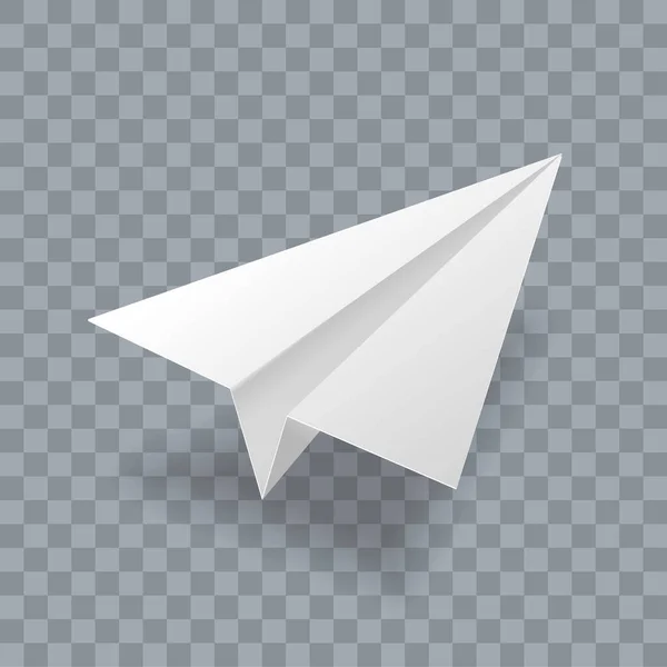 Paper Plane Vector Realistic Model White Paper Airplane Jet Isolated — Stock Vector