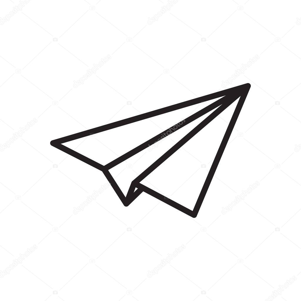 Paper plane vector thin line icon. Paper airplane jet fly flat simple sign for travel, express delivery or message send