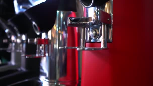 Professional coffee machine, close up — Stock Video