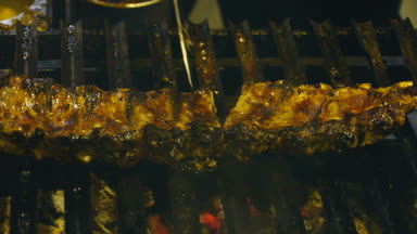 İştah açıcı kaburga ızgara, pişirme barbekü et, sulu kuzu kaburga ızgara ızgara kabuk ile