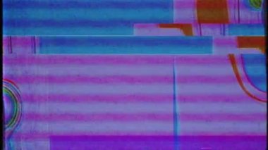 Televizyonu açıp kapatmanın etkisi. Sinyal yok. Eski televizyon. Arıza Hatası Video Hasarı. Sinyal kötü. VHS. Retro fütürizm 80 'lerin dinamik dalga tarzı. Dijital TV Gürültüsü yanıp sönüyor. Arıza gürültüsü statik.