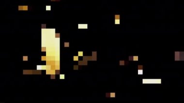 Altın konfeti düşüyor. Çok renkli simler var. Işınlar, parıltı, parıltı, parıltı, gökkuşağı. Gerçekçi Altın Konfeti. Parlak partiküller. Yeni yıl, Noel, parti, doğum günü, konser. 