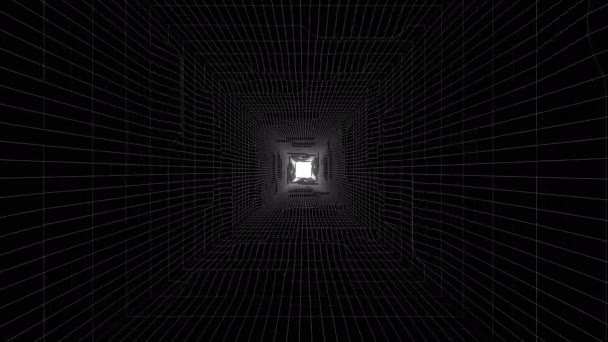 Černý Abstrakční Tunel Leť Skrz Mřížku Rám Zboží Grafika Pohybu — Stock video