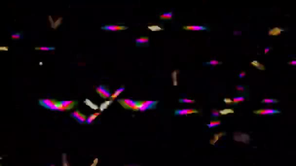 Des Confettis Dorés Tombent Des Paillettes Multicolores Rayons Éblouissement Reflet — Video
