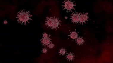 Coronavirus 2019-NCov. Kandaki virüs bulaşmış. Mikroskop virüsü yaklaşıyor. 3D görüntüleme. Konsept SARS-CoV-2. Dünya salgını, virüsün yayılması. COVID-19. Asya gribi salgını, zatürree..