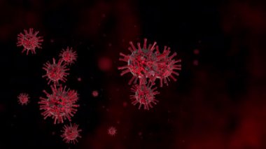 Coronavirus 2019-NCov. Kandaki virüs bulaşmış. Mikroskop virüsü yaklaşıyor. 3D görüntüleme. Konsept SARS-CoV-2. Dünya salgını, virüsün yayılması. COVID-19