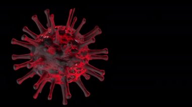 Coronavirus 2019-NCov. Kandaki virüs bulaşmış. Mikroskop virüsü yaklaşıyor. 3D görüntüleme. Konsept SARS-CoV-2. Dünya salgını, virüsün yayılması. COVID-19