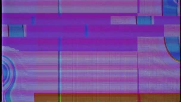 Vhs Defecten Lawaai Artefacten Glitches Van Een Oude Tape Glitch — Stockvideo