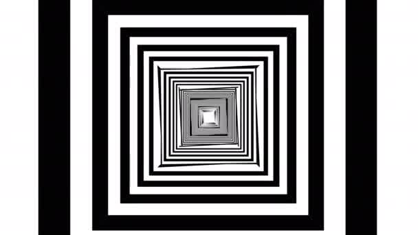 Tunnel d'abstraction noir. Sortez par la grille. Entrepôt. Graphisme en mouvement, animation de fond. Animation numérique de lignes concentriques .