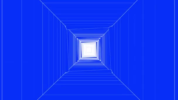 Tunnel Abstraction Bleu Sortez Par Grille Entrepôt Graphisme Mouvement Animation — Video