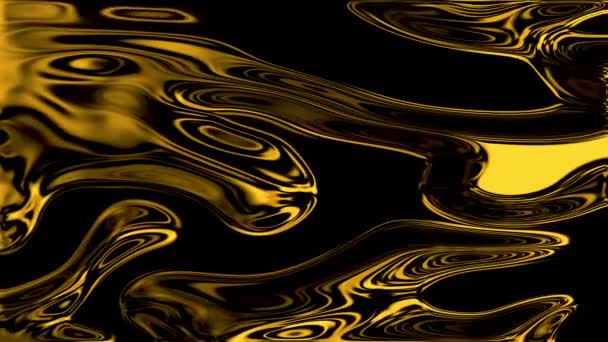 液体金だ 黄金の波の背景 液体金属だ 視覚的幻想 移動波 抽象的な移動流体 催眠術のためのサイケデリックな抽象化 コンサートの設計のためのコンピュータグラフィックス — ストック動画