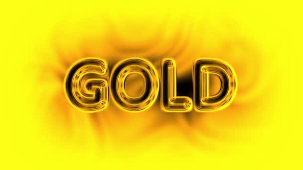 Guld Ordet Guld Rörlig Bakgrund Flytande Flytande Metall Abstrakt Rörlig — Stockvideo