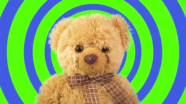 Braunbär Auf Buntem Hintergrund Ein Cooler Teddybär Tanzender Teddybär Grafiken — Stockvideo