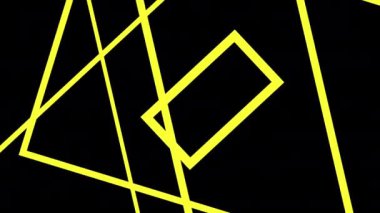 Geometrik soyutlama döngüsü. Neon hatları sonsuz tünelin içinde dönüyor. Çevrede dönen kusursuz dikdörtgen çerçeveler. Floresan ışığı, moda podyumu, müzik lazeri gösterisi.