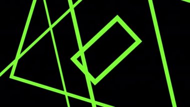 Geometrik soyutlama döngüsü. Neon hatları sonsuz tünelin içinde dönüyor. Çevrede dönen kusursuz dikdörtgen çerçeveler. Floresan ışığı, moda podyumu, müzik lazeri gösterisi.