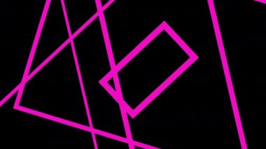 Geometrik soyutlama döngüsü. Neon hatları sonsuz tünelin içinde dönüyor. Çevrede dönen kusursuz dikdörtgen çerçeveler. Floresan ışığı, moda podyumu, müzik lazeri gösterisi.