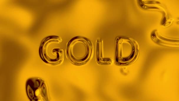 Gold Word Gold Moving Background Liquid Liquid Metal Abstract Moving — Stock Video