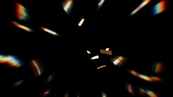 Confeti Dorado Cayendo Brillo Multicolor Rayos Deslumbramiento Brillo Resplandor Arco — Vídeos de Stock