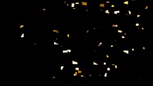 黄金のコンフェッティが落ちてくる マルチカラーの輝き グレア 現実的な黄金のコンフェッティ 豪華な輝く粒子 クリスマス パーティー 誕生日 コンサート — ストック動画