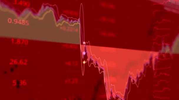 Krizový Koncept Koronavirového Akciového Trhu Zářící Červené Světlo Pojem Finanční — Stock video