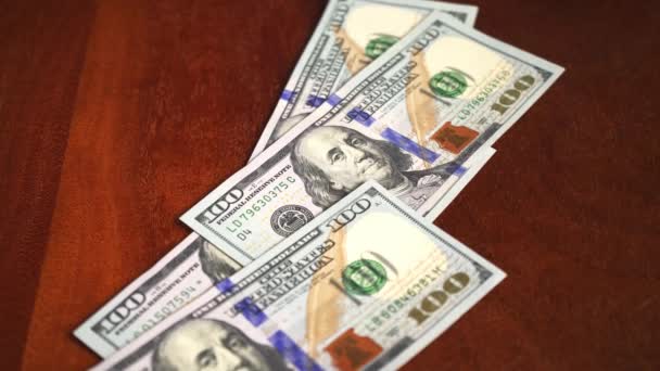 Bankbiljetten Van 100 Dollar Vrouwelijke Handen Tellen Geld Tellen Rijkdom — Stockvideo