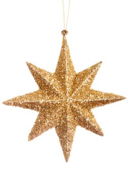 Beyaz arka plan üzerinde izole Noel sarı parlak yıldız