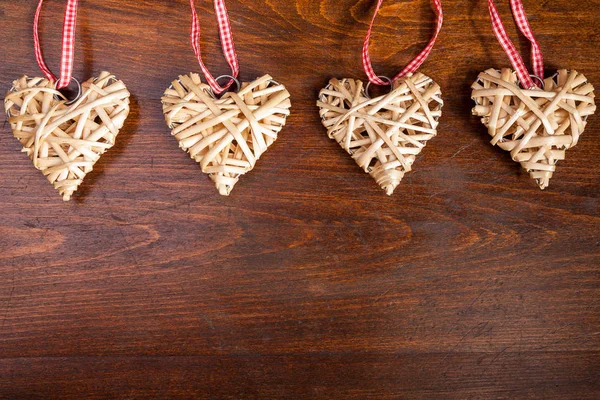 Weihnachten Herz Dekoration auf Holz Hintergrund — Stockfoto