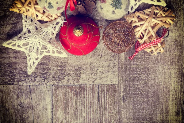 Christmas ornaments in vintage toning and vignete — Stock Photo, Image