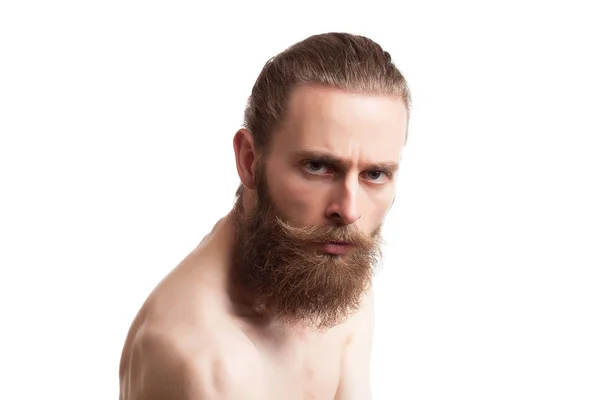 Getatoeëerde hipster op witte achtergrond — Stockfoto