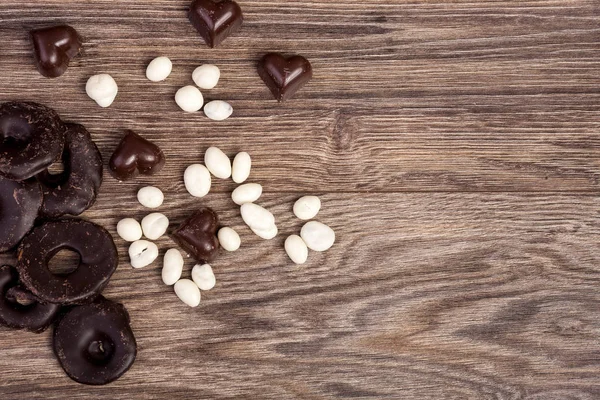 Healthy type candy from dried fruit in chocolate