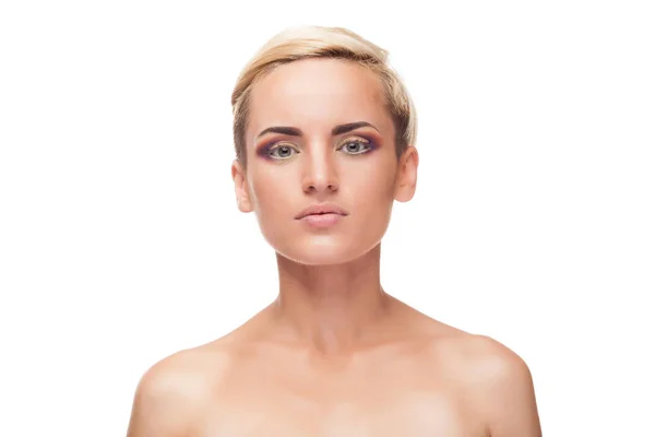 Frau mit professionellem Make-up — Stockfoto