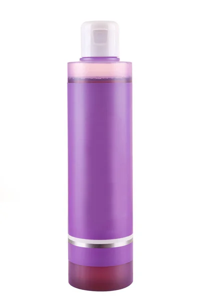 Botella cosmética rosa aislada sobre fondo blanco — Foto de Stock