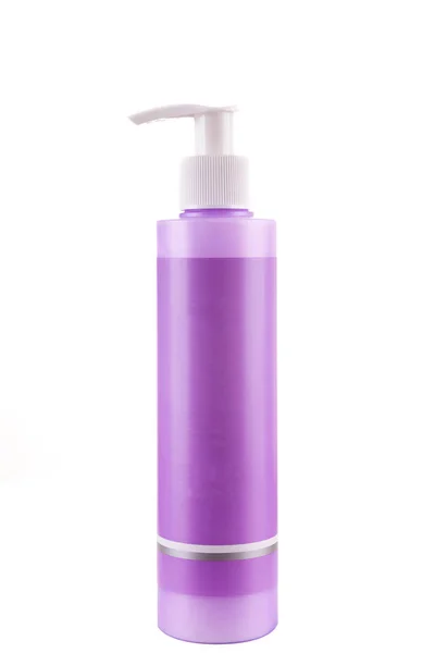 Pembe Beyaz arka plan üzerinde kozmetik şişe — Stok fotoğraf