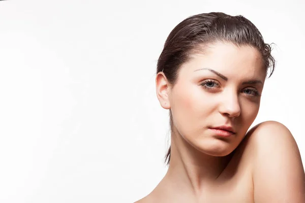 Portrait of woman in harsh studio light — Stock Photo, Image